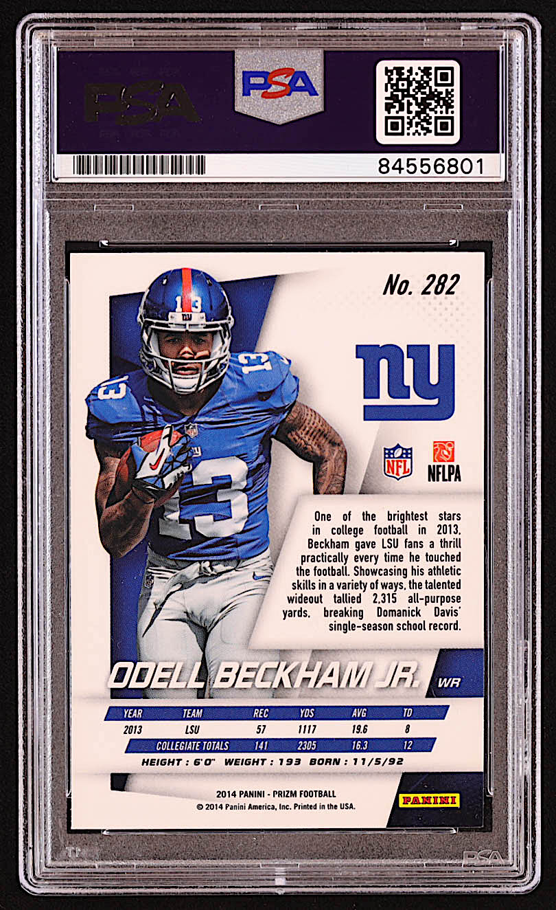 Odell Beckham Jr. Signed 2014 Panini Prizm #282 RC (PSA) at PristineAuction.com Odell Beckham Jr. Signed 2014 Panini Prizm #282 RC (PSA) at PristineAuction.com