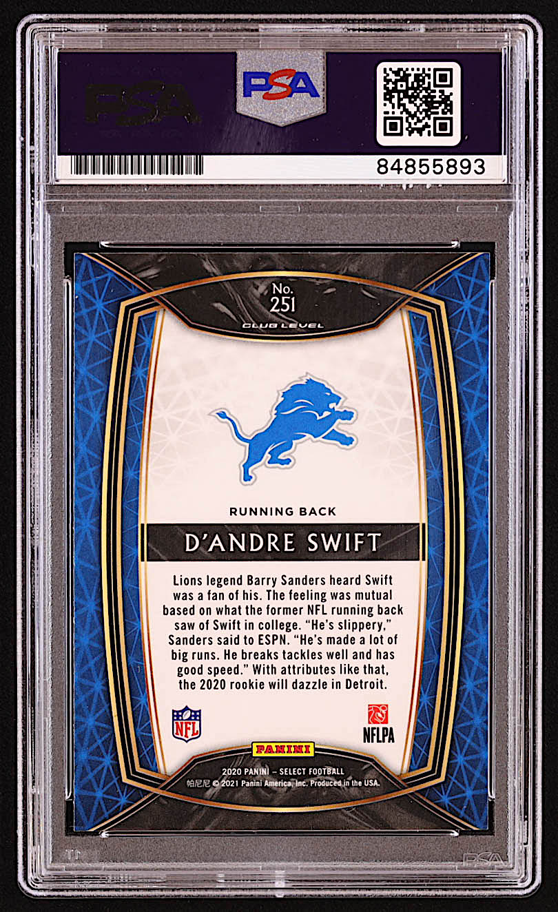 D'Andre Swift Signed 2020 Select #251 RC (PSA) at PristineAuction.com D'Andre Swift Signed 2020 Select #251 RC (PSA) at PristineAuction.com