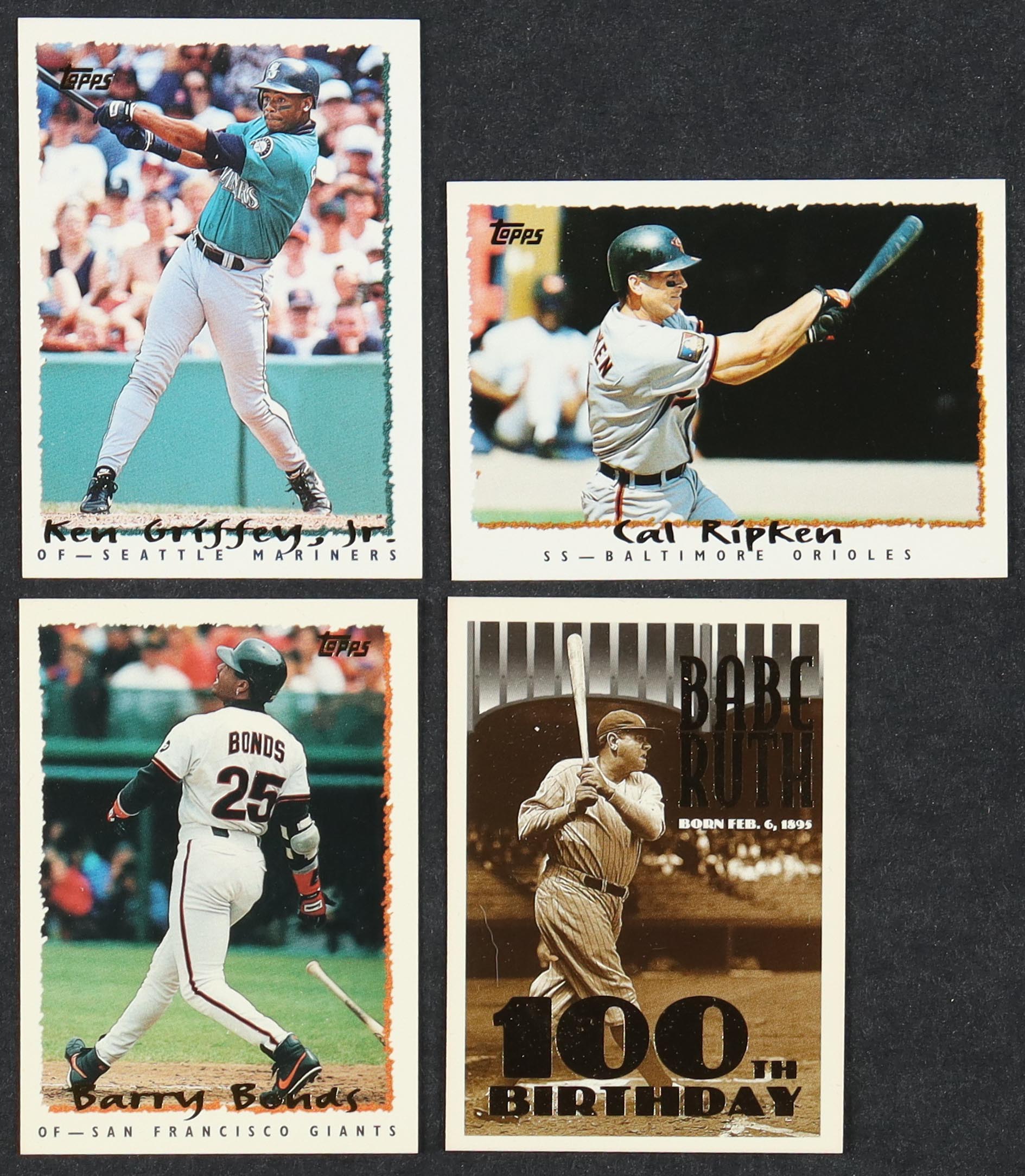 1995 Topps Baseball Complete Set of (660) Cards with Ken Griffey Jr. #397, Cal Ripken #588, Babe Ruth #3 100th B-Day, Barry Bonds #100 at PristineAuction.com 1995 Topps Baseball Complete Set of (660) Cards with Ken Griffey Jr. #397, Cal Ripken #588, Babe Ruth #3 100th B-Day, Barry Bonds #100 at PristineAuction.com