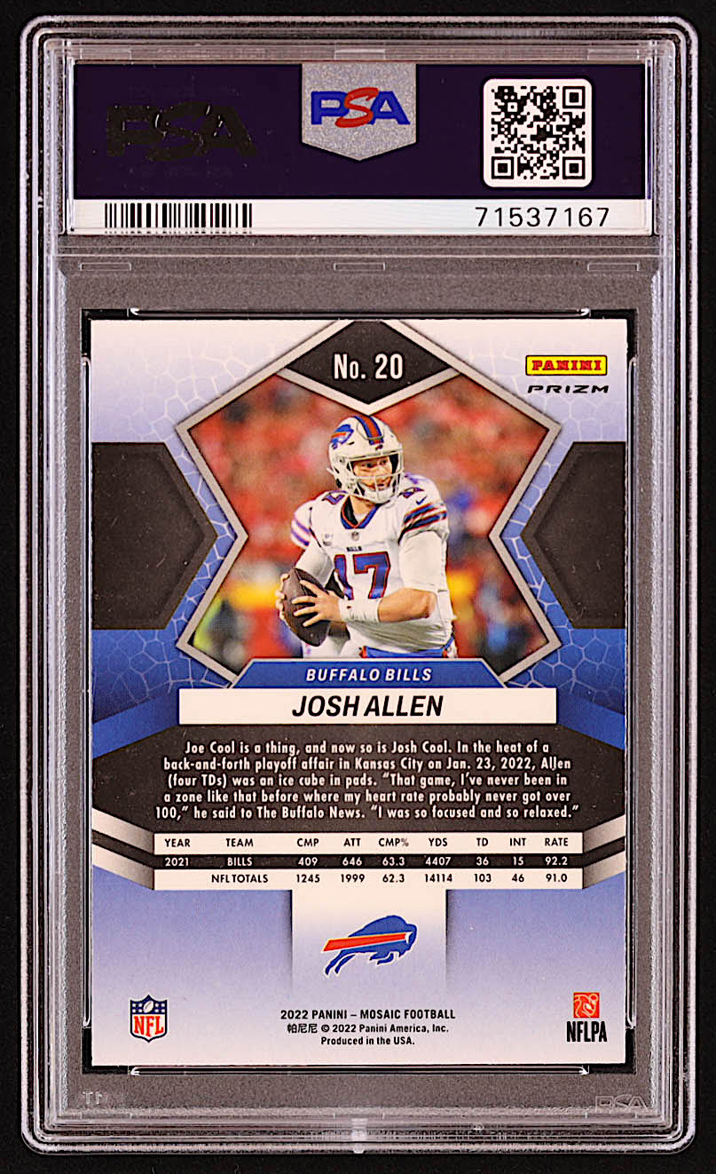 Josh Allen 2022 Panini Mosaic Mosaic Reactive Orange #20 (PSA 10) at PristineAuction.com Josh Allen 2022 Panini Mosaic Mosaic Reactive Orange #20 (PSA 10) at PristineAuction.com