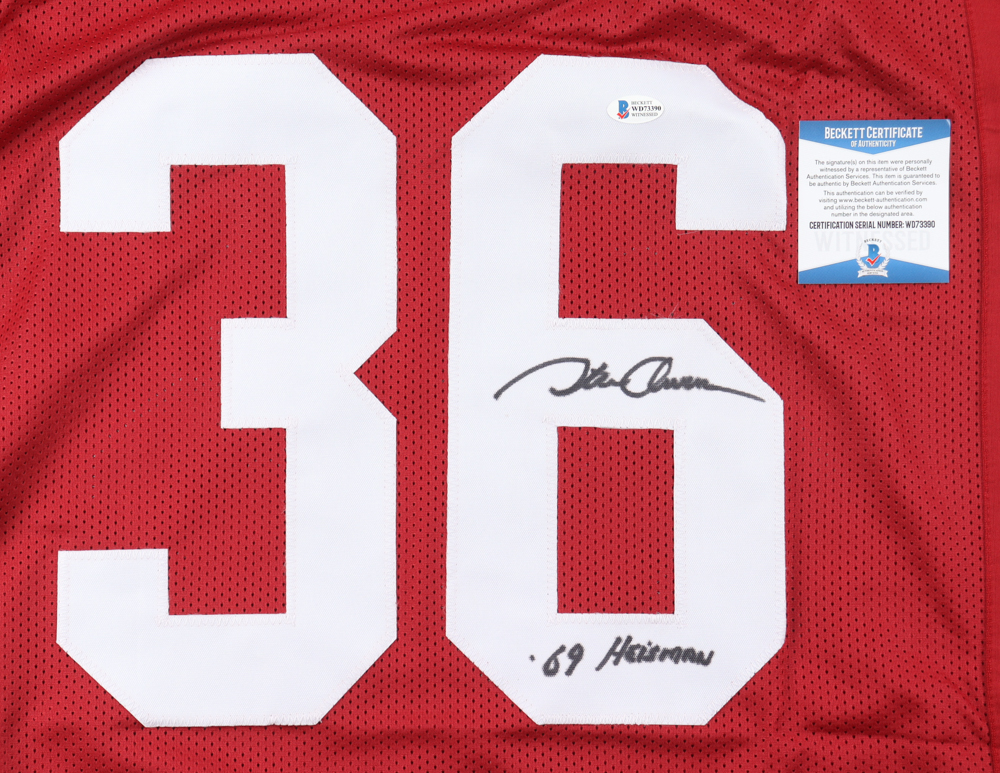 Steve Owens Signed Jersey Inscribed "69 Heisman" (Beckett) at PristineAuction.com Steve Owens Signed Jersey Inscribed "69 Heisman" (Beckett) at PristineAuction.com