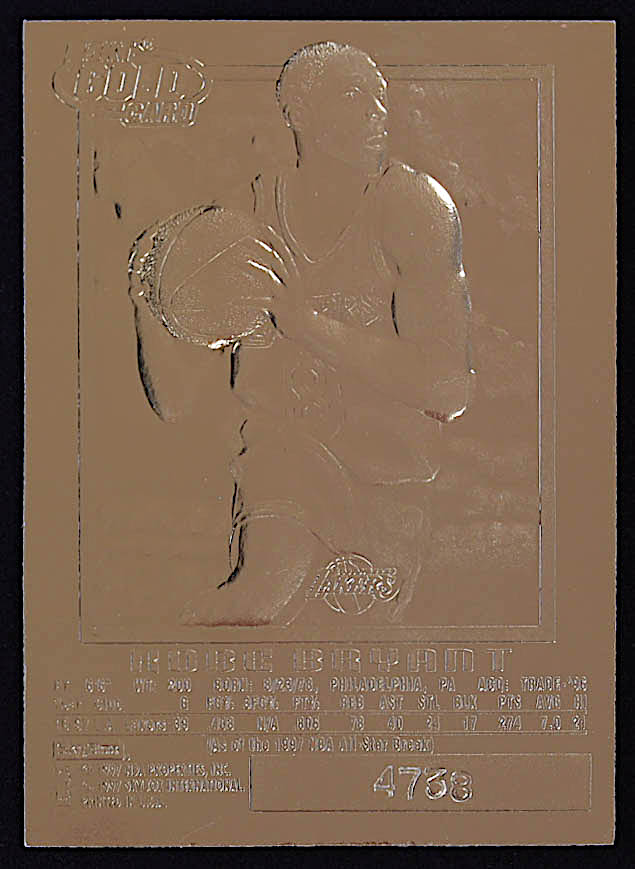 Kobe Bryant 1996-97 Skybox EX-2000 Feel the Game 23Kt Gold RC at PristineAuction.com Kobe Bryant 1996-97 Skybox EX-2000 Feel the Game 23Kt Gold RC at PristineAuction.com