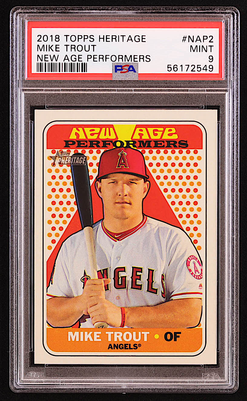 Mike Trout 2018 Topps Heritage New Age Performers #NAP2 (PSA 9) at PristineAuction.com Mike Trout 2018 Topps Heritage New Age Performers #NAP2 (PSA 9) at PristineAuction.com