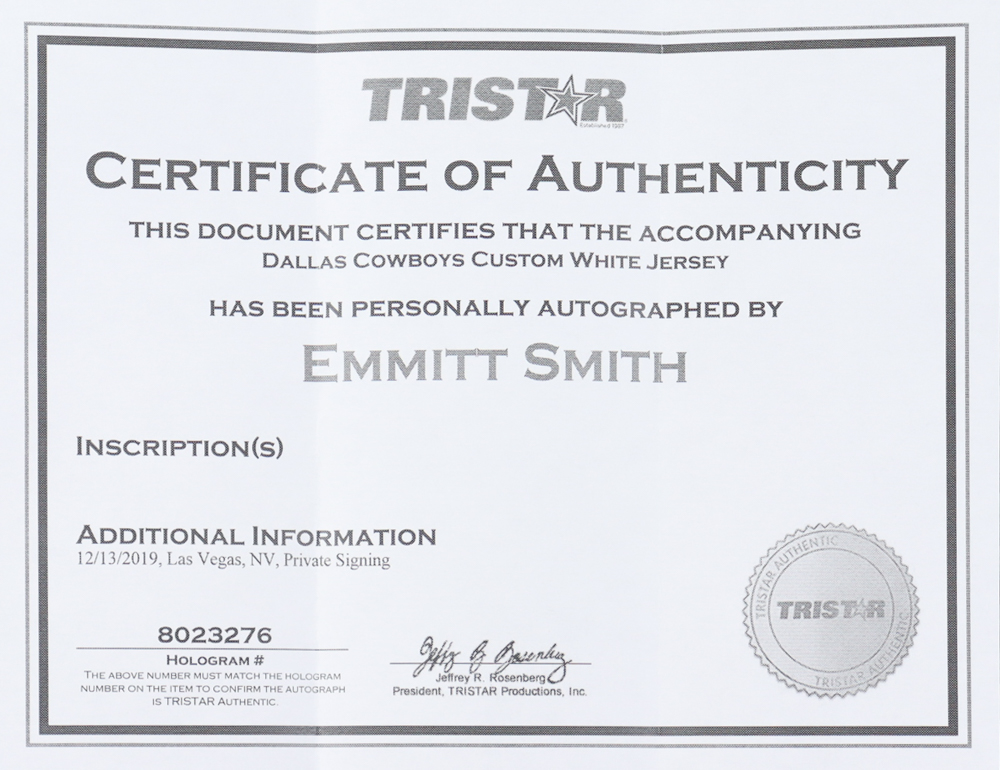 Emmitt Smith Signed Jersey (TriStar) at PristineAuction.com Emmitt Smith Signed Jersey (TriStar) at PristineAuction.com
