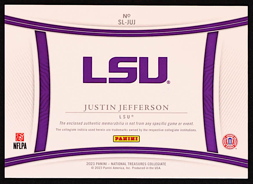 Justin Jefferson 2023 Panini National Treasures Collegiate Silhouettes Blue #22 #49/75 at PristineAuction.com Justin Jefferson 2023 Panini National Treasures Collegiate Silhouettes Blue #22 #49/75 at PristineAuction.com