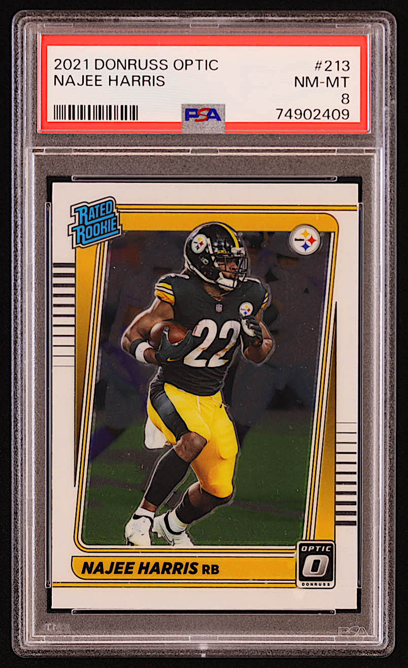 Najee Harris 2021 Donruss Optic #213 RR RC (PSA 8) at PristineAuction.com Najee Harris 2021 Donruss Optic #213 RR RC (PSA 8) at PristineAuction.com