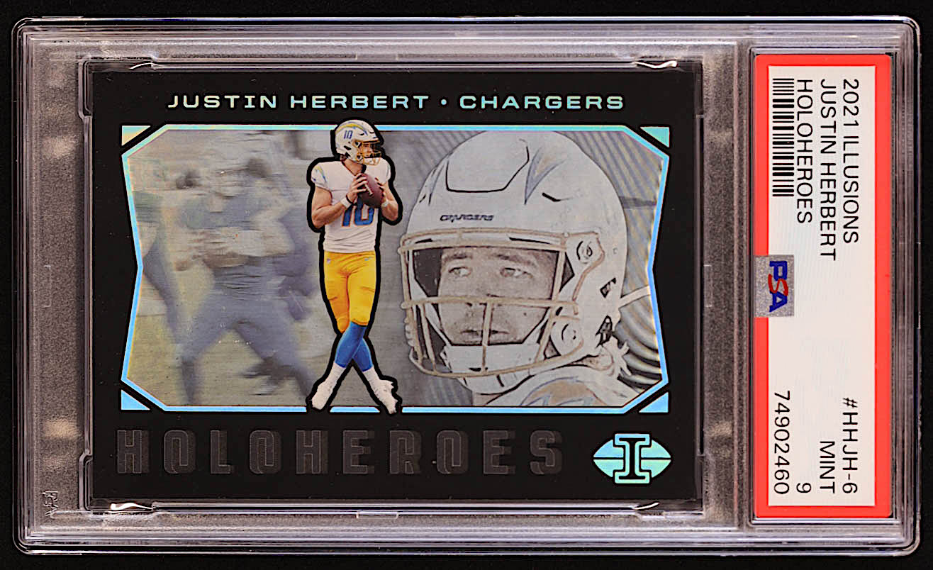 Justin Herbert 2021 Panini Illusions HoloHeroes #25 (PSA 9) at PristineAuction.com Justin Herbert 2021 Panini Illusions HoloHeroes #25 (PSA 9) at PristineAuction.com