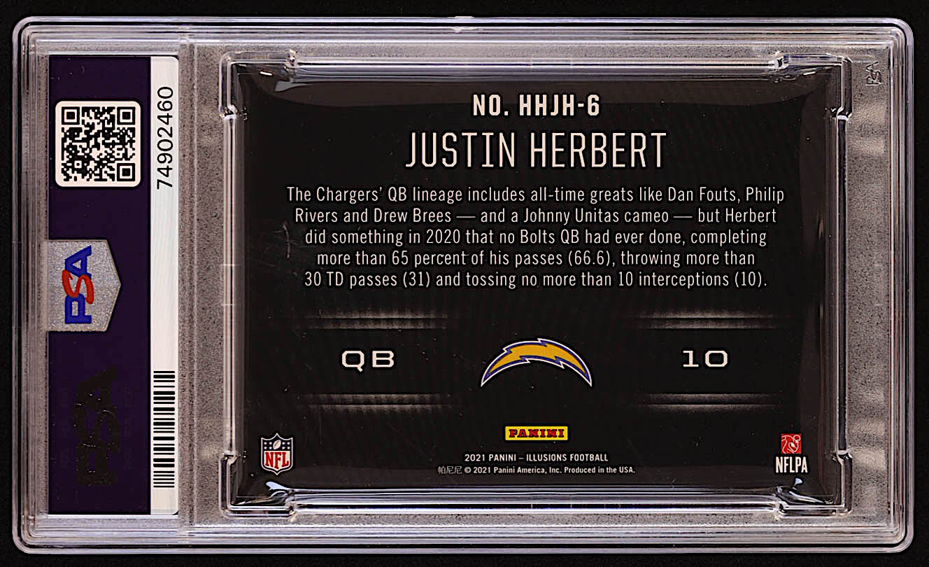 Justin Herbert 2021 Panini Illusions HoloHeroes #25 (PSA 9) at PristineAuction.com Justin Herbert 2021 Panini Illusions HoloHeroes #25 (PSA 9) at PristineAuction.com