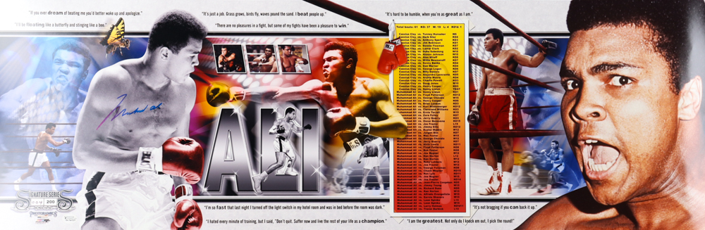 Muhammad Ali Signed LE "Signature Series" 12x36 Poster (Online Authentics) at PristineAuction.com Muhammad Ali Signed LE "Signature Series" 12x36 Poster (Online Authentics) at PristineAuction.com