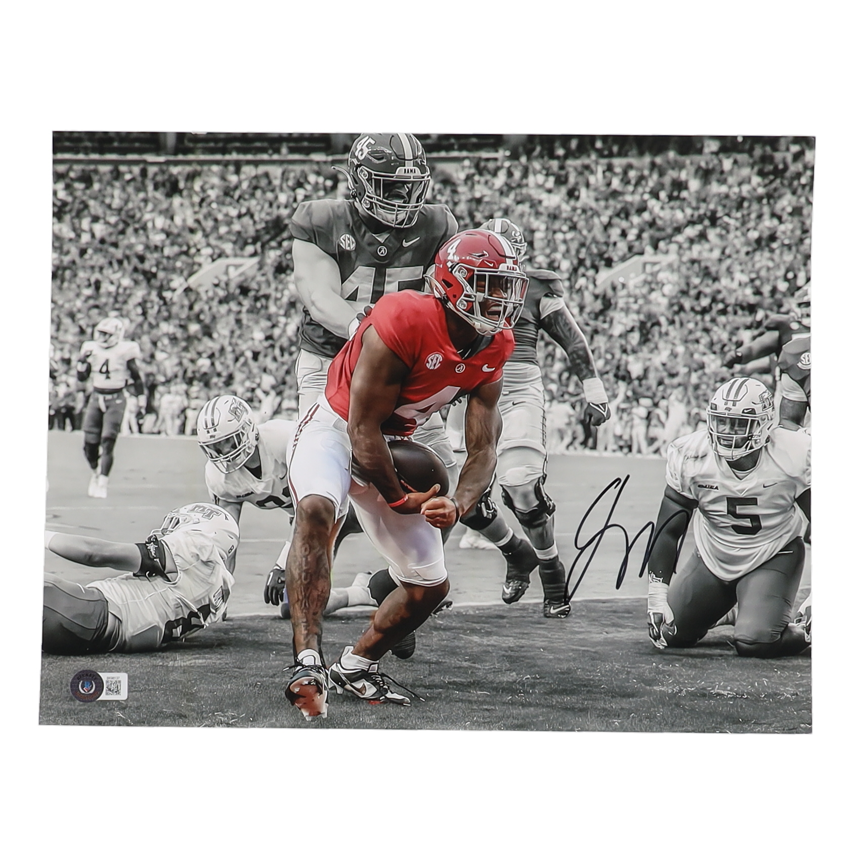 Jalen Milroe Signed Alabama Crimson Tide 11x14 Photo (Beckett) at PristineAuction.com Jalen Milroe Signed Alabama Crimson Tide 11x14 Photo (Beckett) at PristineAuction.com