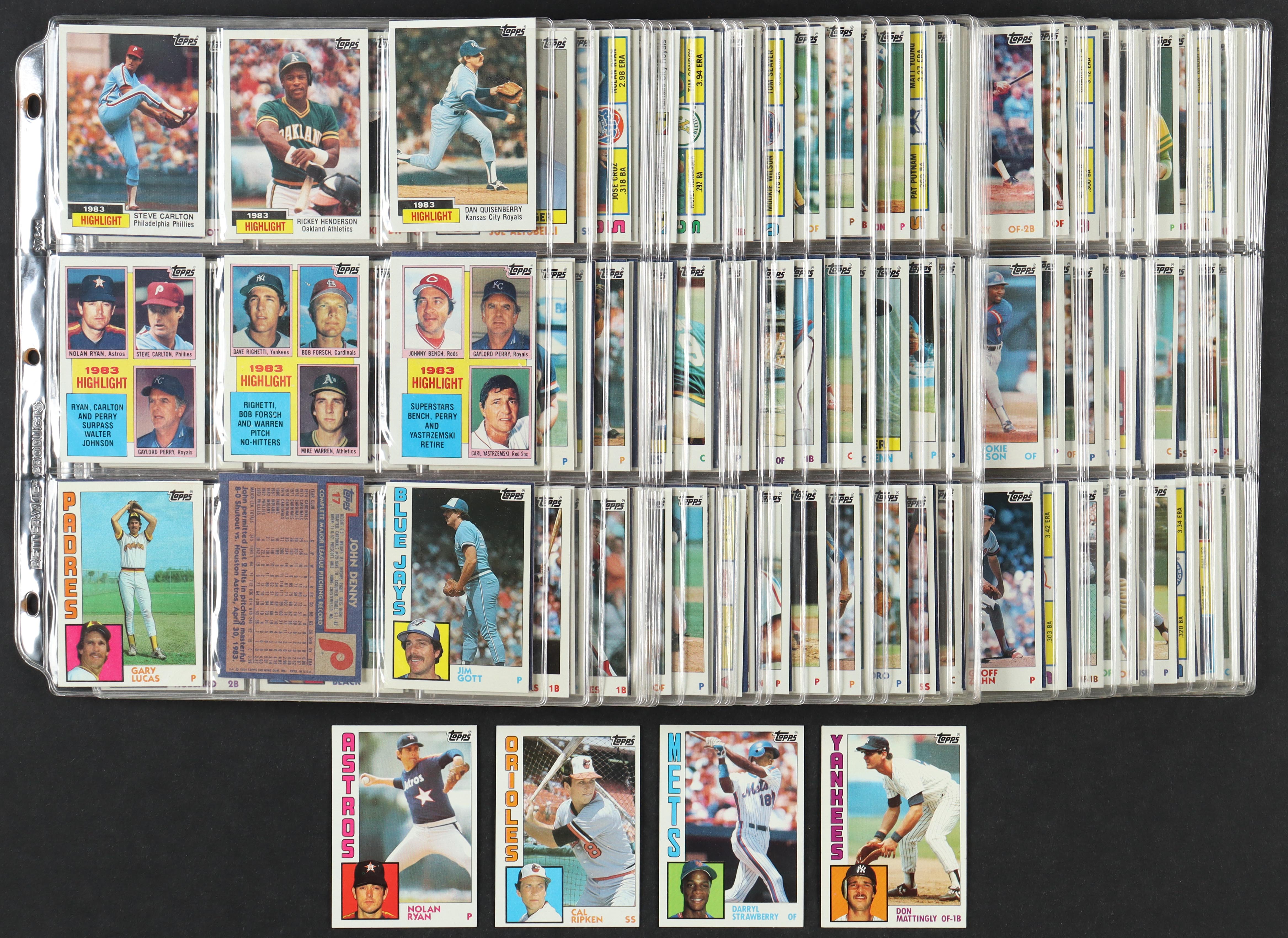 1984 Topps Baseball Factory Set of (792) Cards with Don Mattingly #8 RC, Cal Ripken Jr. #490, Darryl Strawberry #182 RC, Nolan Ryan #470 at PristineAuction.com 1984 Topps Baseball Factory Set of (792) Cards with Don Mattingly #8 RC, Cal Ripken Jr. #490, Darryl Strawberry #182 RC, Nolan Ryan #470 at PristineAuction.com