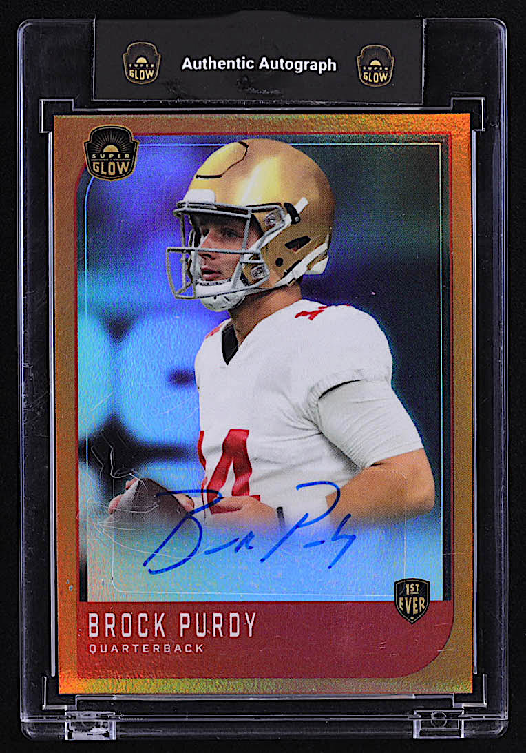 Brock Purdy 2022 Super Glow 1st Ever Autographs Orange #BP3A RC #1/1 at PristineAuction.com Brock Purdy 2022 Super Glow 1st Ever Autographs Orange #BP3A RC #1/1 at PristineAuction.com