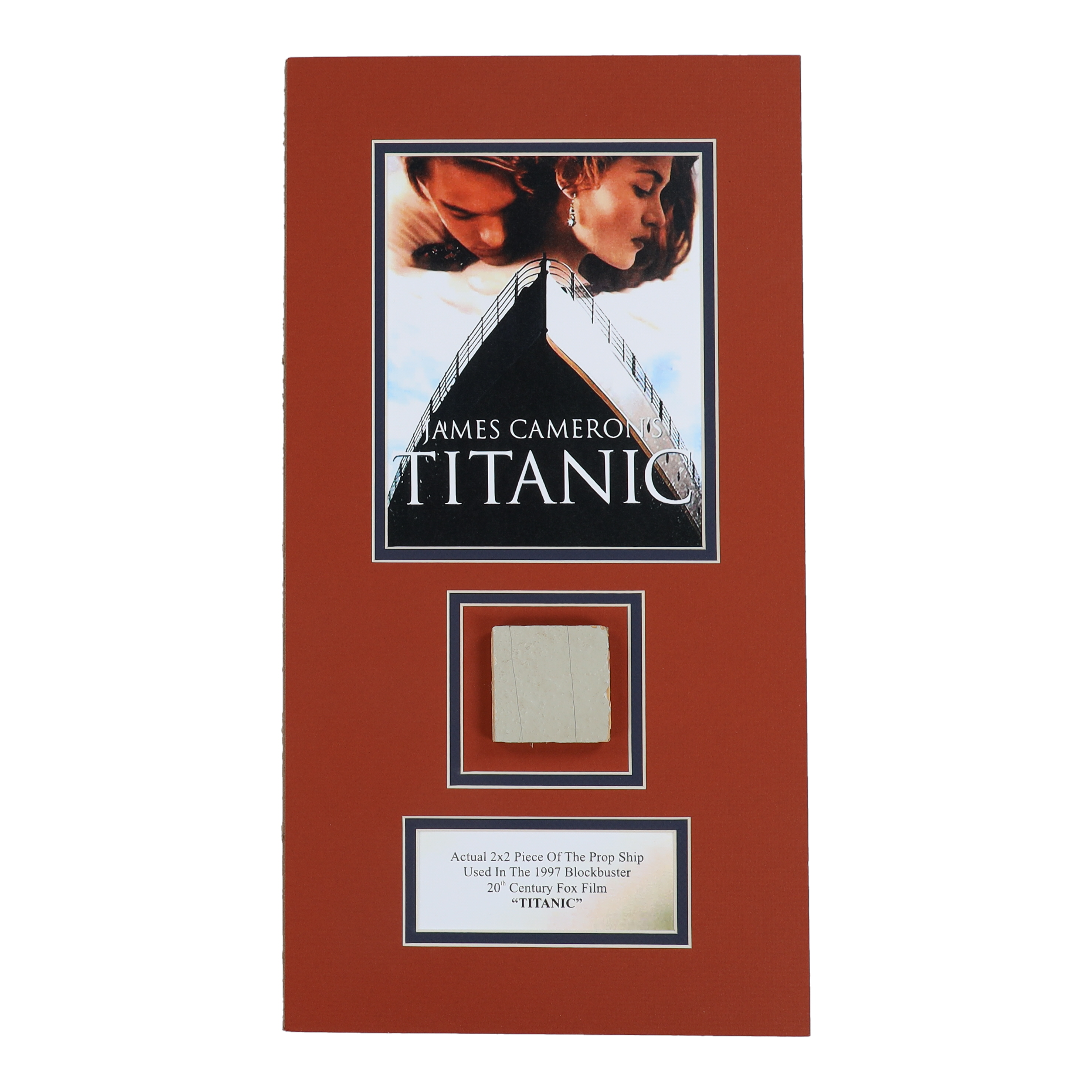 "Titanic" Custom Matted Movie Prop Ship Piece Display at PristineAuction.com "Titanic" Custom Matted Movie Prop Ship Piece Display at PristineAuction.com