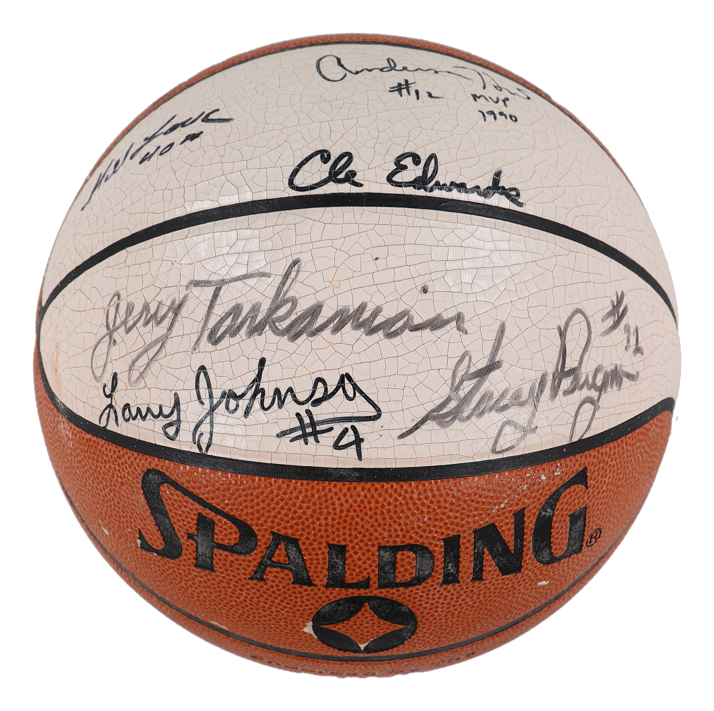 1990-91 UNLV National Champions NBA Basketball Signed By (12) with Jerry Tarkanian, Stacey Augmon & Larry Johnson With Display Stand (PSA) at PristineAuction.com 1990-91 UNLV National Champions NBA Basketball Signed By (12) with Jerry Tarkanian, Stacey Augmon & Larry Johnson With Display Stand (PSA) at PristineAuction.com