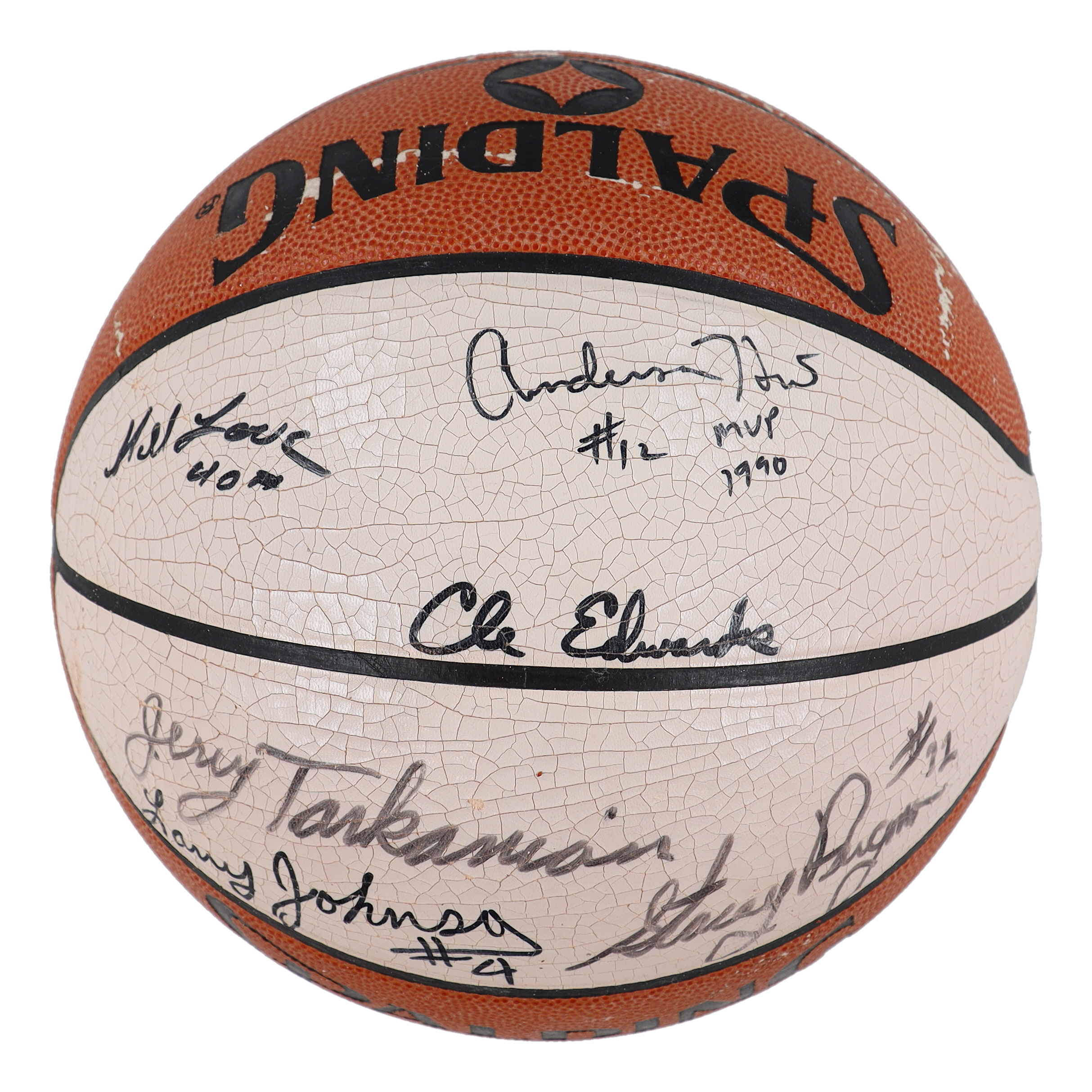 1990-91 UNLV National Champions NBA Basketball Signed By (12) with Jerry Tarkanian, Stacey Augmon & Larry Johnson With Display Stand (PSA) at PristineAuction.com 1990-91 UNLV National Champions NBA Basketball Signed By (12) with Jerry Tarkanian, Stacey Augmon & Larry Johnson With Display Stand (PSA) at PristineAuction.com