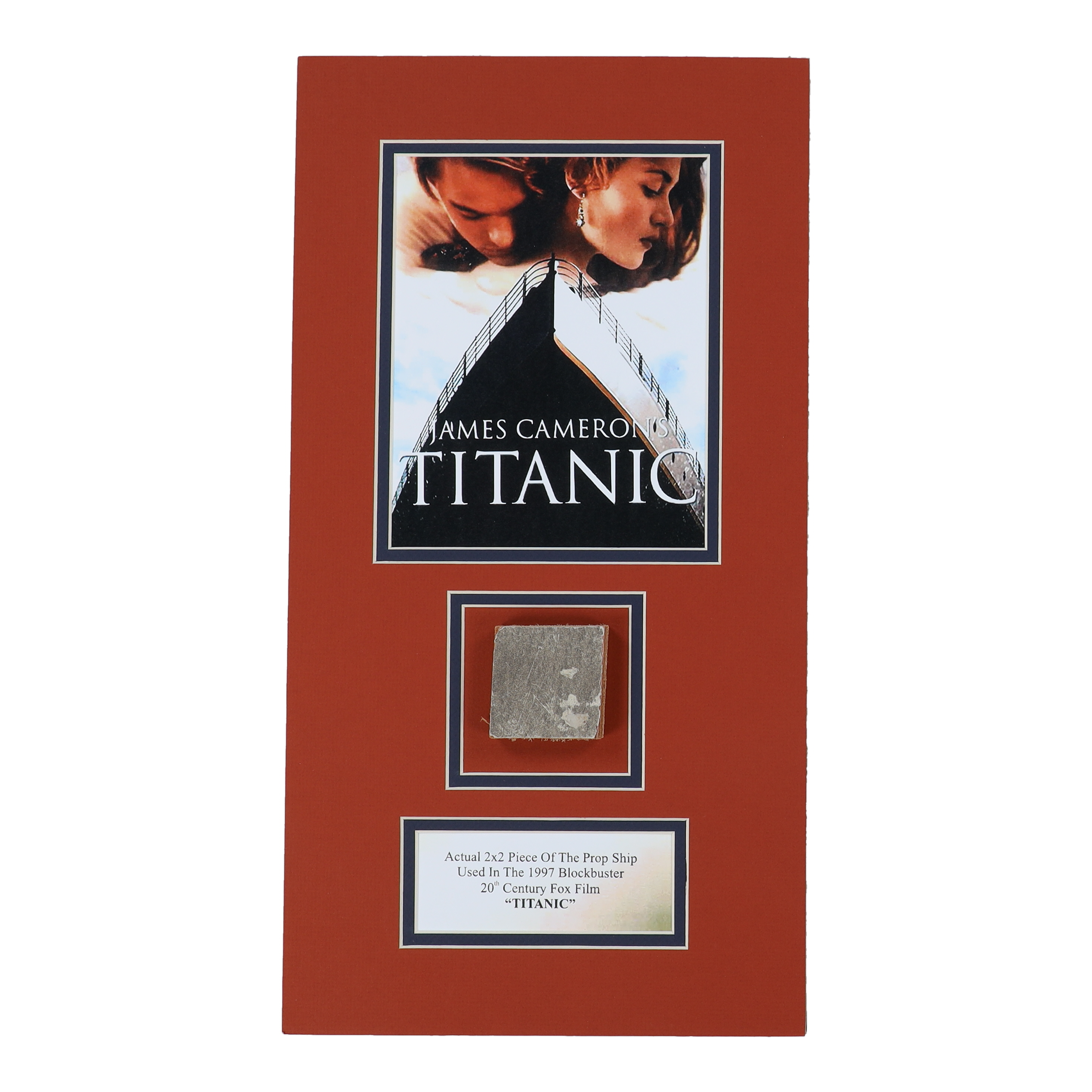"Titanic" Custom Matted Movie Prop Ship Piece Display at PristineAuction.com "Titanic" Custom Matted Movie Prop Ship Piece Display at PristineAuction.com