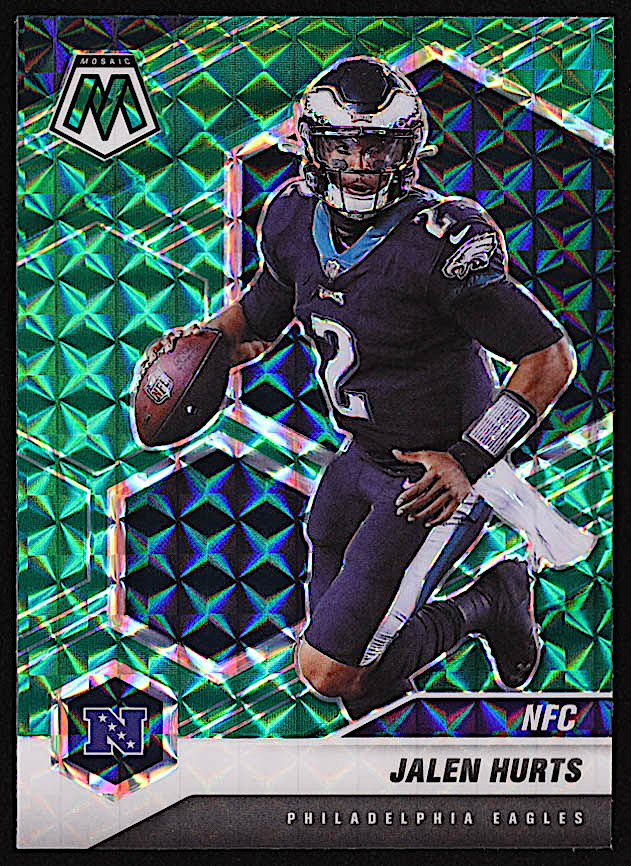 Jalen Hurts 2021 Panini Mosaic Mosaic Green #208 NFC at PristineAuction.com Jalen Hurts 2021 Panini Mosaic Mosaic Green #208 NFC at PristineAuction.com