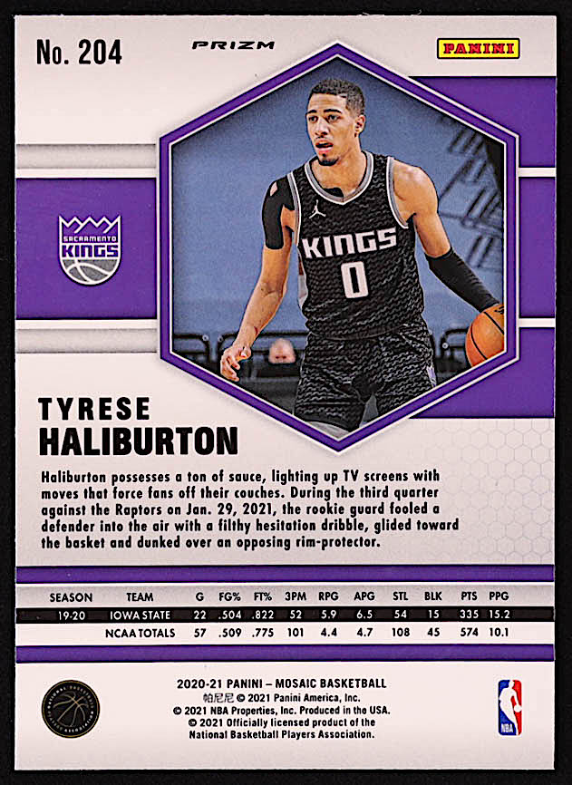 Tyrese Haliburton 2020-21 Panini Mosaic Mosaic Camo Pink #204 RC at PristineAuction.com Tyrese Haliburton 2020-21 Panini Mosaic Mosaic Camo Pink #204 RC at PristineAuction.com