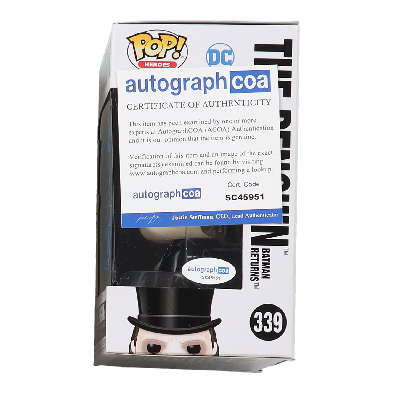 Danny DeVito Signed "Batman Returns" #339 The Penguin Funko Pop! Vinyl Figure (ACOA) at PristineAuction.com Danny DeVito Signed "Batman Returns" #339 The Penguin Funko Pop! Vinyl Figure (ACOA) at PristineAuction.com