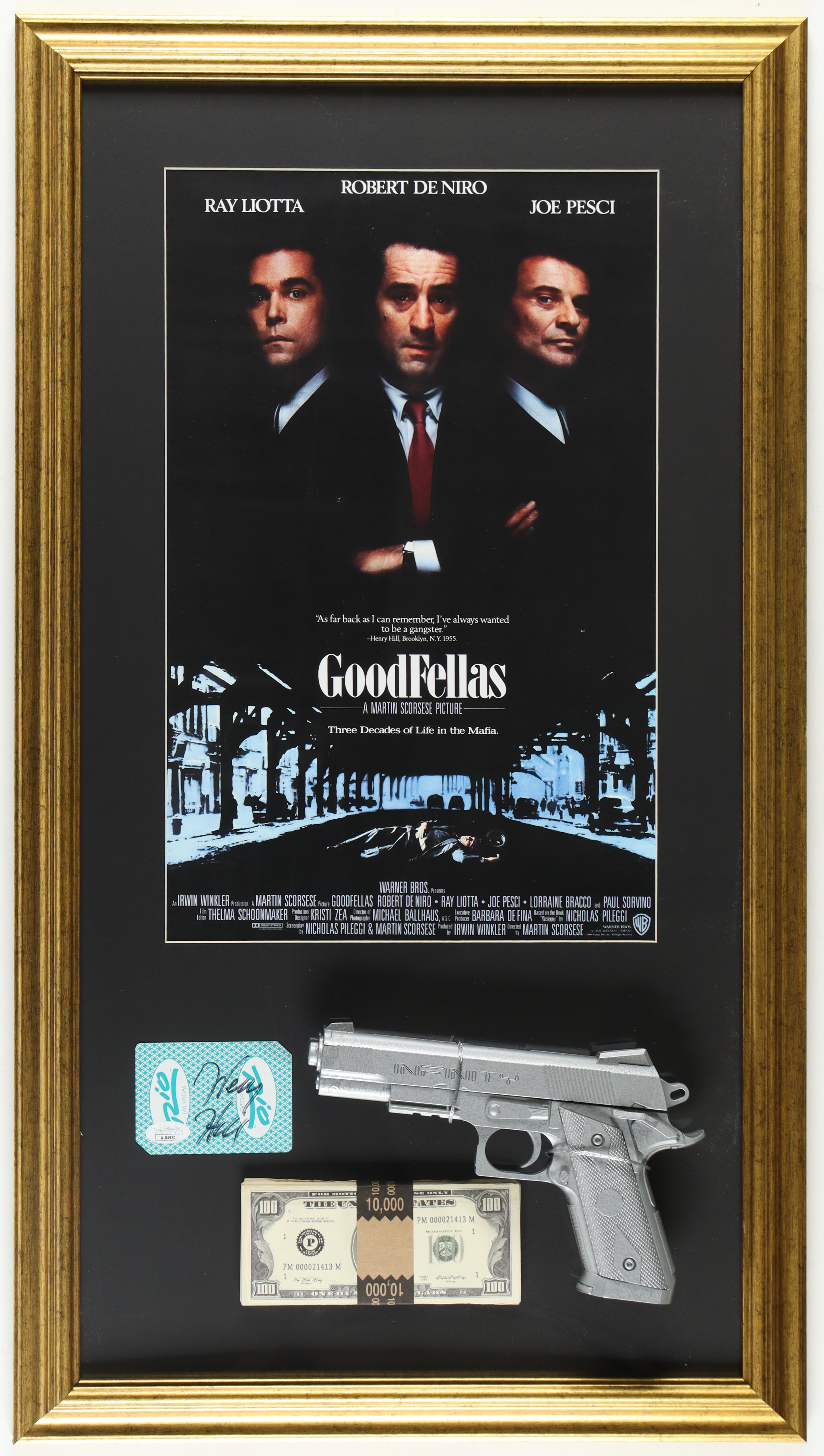 Henry Hill Signed "Goodfellas" Custom Framed Playing Card Display with Poster Print & Replica Prop Pistol (JSA) at PristineAuction.com Henry Hill Signed "Goodfellas" Custom Framed Playing Card Display with Poster Print & Replica Prop Pistol (JSA) at PristineAuction.com