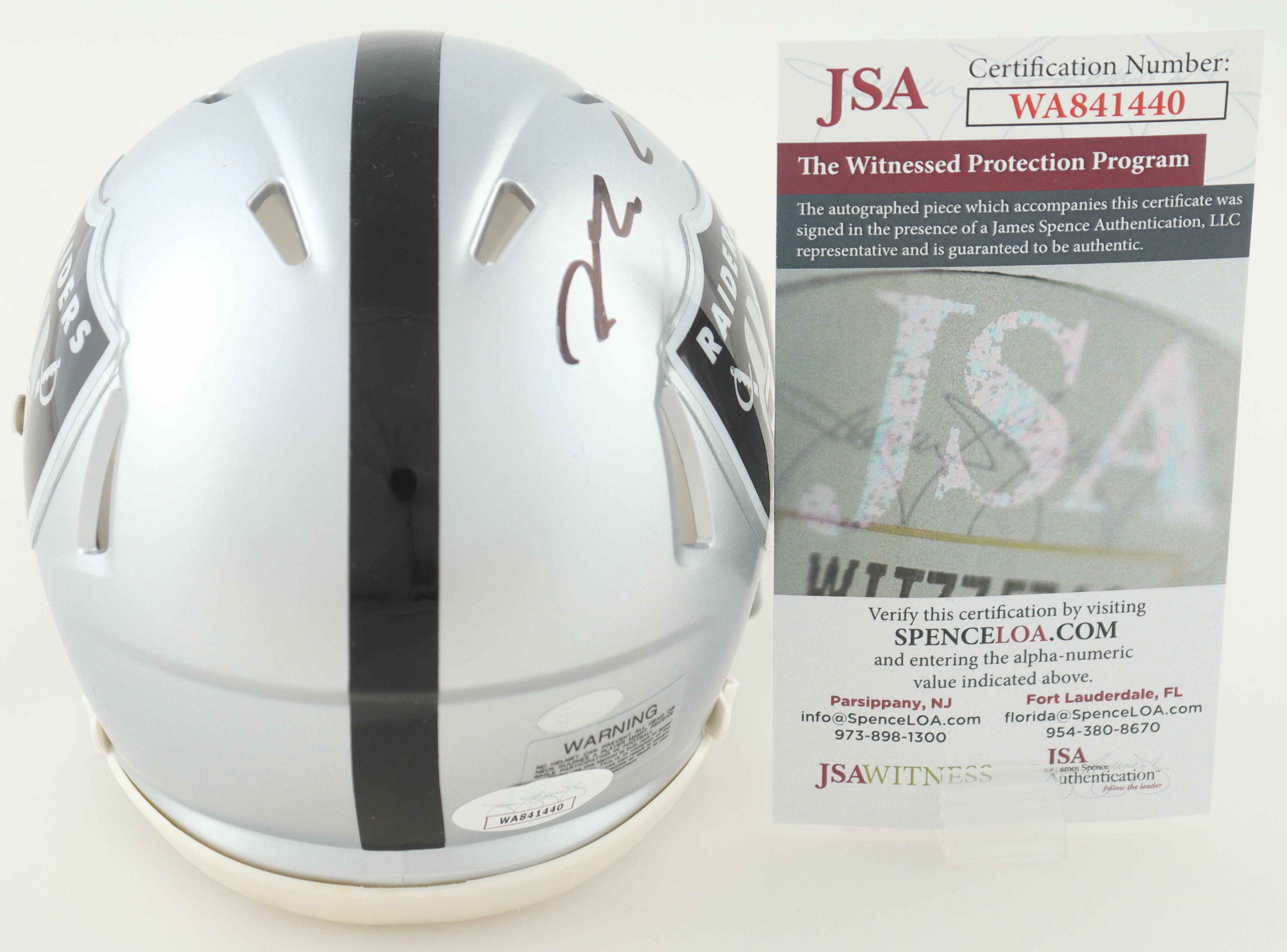 Maxx Crosby Signed Raiders Speed Mini Helmet (JSA & OKAuthentics) at PristineAuction.com Maxx Crosby Signed Raiders Speed Mini Helmet (JSA & OKAuthentics) at PristineAuction.com