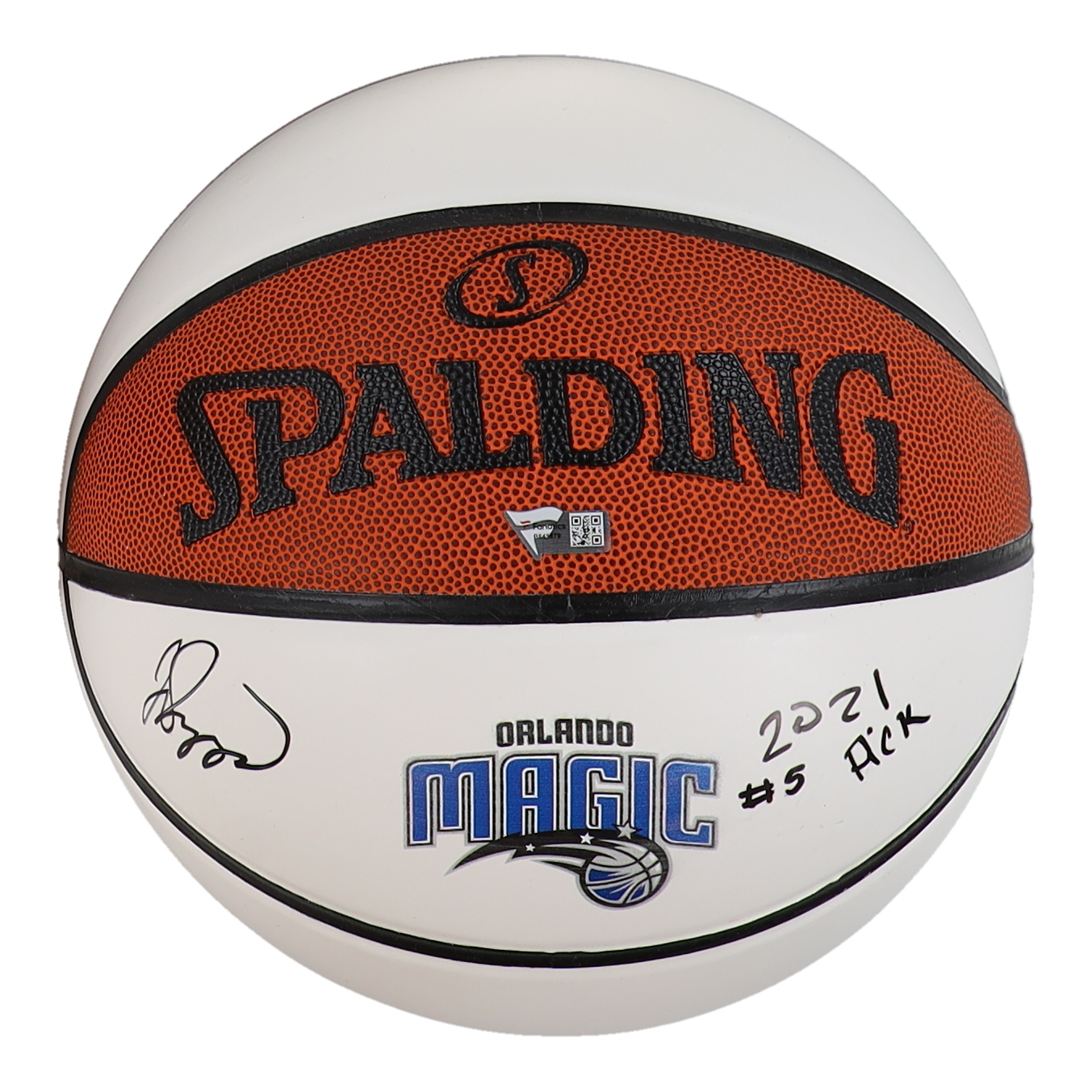 Jalen Suggs Signed Magic Logo NBA Basketball Inscribed "2021 #5 Pick" (Fanatics) at PristineAuction.com Jalen Suggs Signed Magic Logo NBA Basketball Inscribed "2021 #5 Pick" (Fanatics) at PristineAuction.com