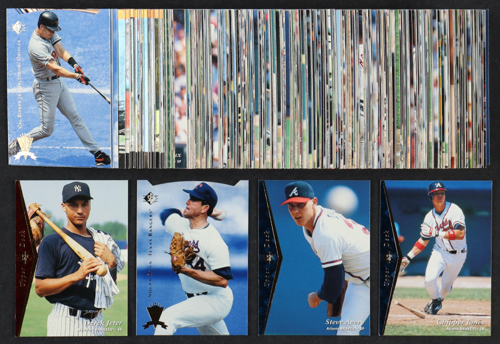 1995 Upper Deck SP Baseball Complete Set of (207) Cards with Derek Jeter #181, Nolan Ryan #2, Chipper Jones #34, Steve Avery #33