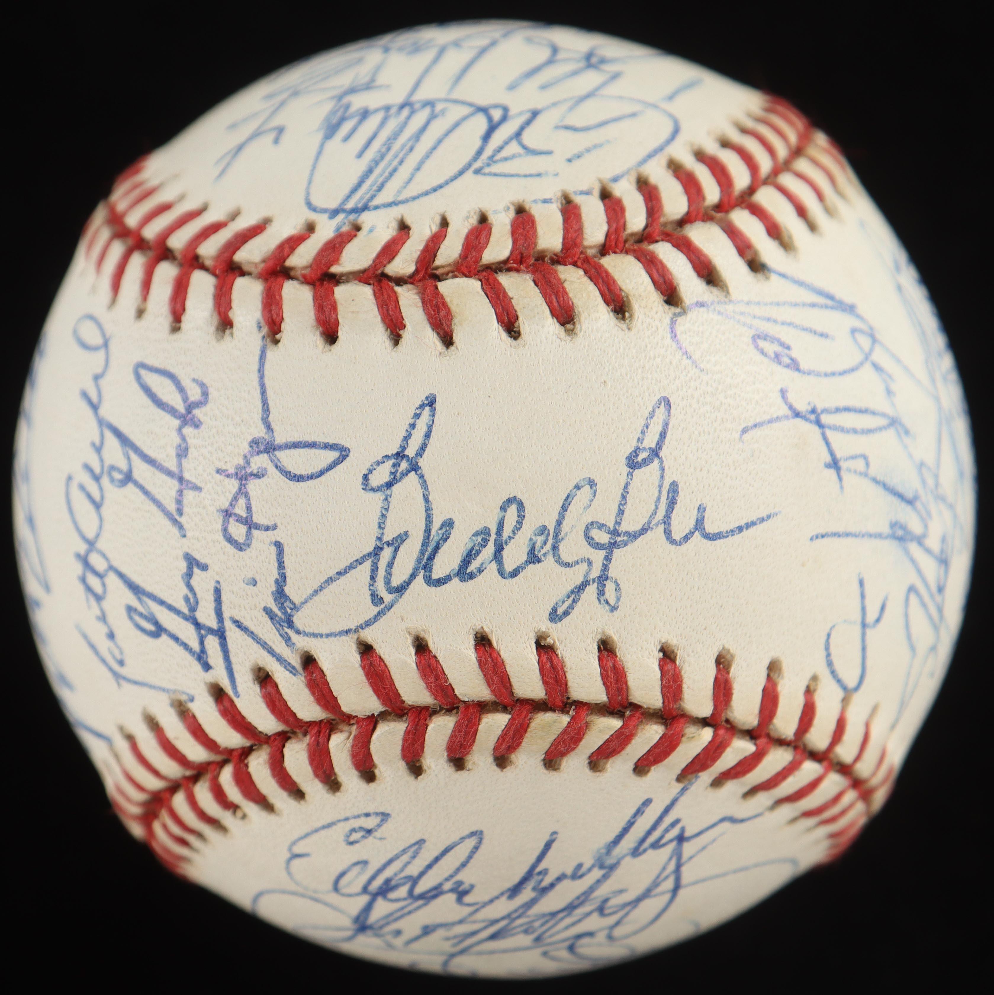 1996 Tigers OAL Baseball Team-Signed by (28) with Alan Trammell, Cecil Fielder, Travis Fryman, Buddy Bell (JSA) at PristineAuction.com 1996 Tigers OAL Baseball Team-Signed by (28) with Alan Trammell, Cecil Fielder, Travis Fryman, Buddy Bell (JSA) at PristineAuction.com