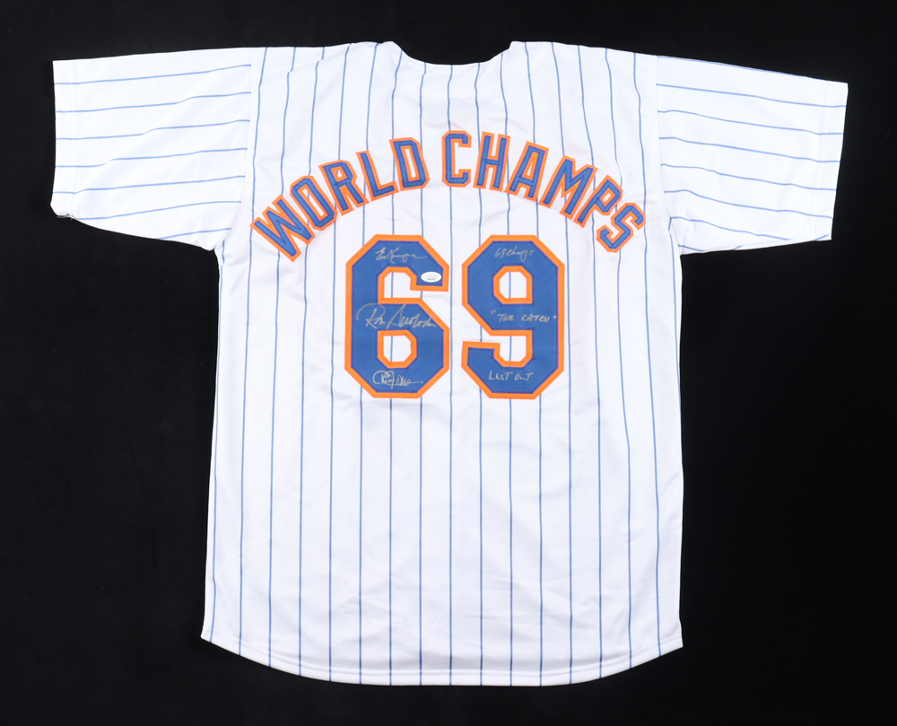 Cleon Jones, Ed Kranepool & Ron Swoboda Signed Jersey Inscribed "69 Champs", "The Catch" & "Last Out" (JSA) at PristineAuction.com Cleon Jones, Ed Kranepool & Ron Swoboda Signed Jersey Inscribed "69 Champs", "The Catch" & "Last Out" (JSA) at PristineAuction.com
