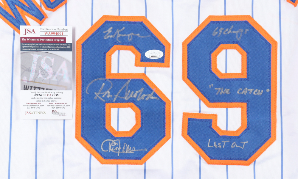 Cleon Jones, Ed Kranepool & Ron Swoboda Signed Jersey Inscribed "69 Champs", "The Catch" & "Last Out" (JSA) at PristineAuction.com Cleon Jones, Ed Kranepool & Ron Swoboda Signed Jersey Inscribed "69 Champs", "The Catch" & "Last Out" (JSA) at PristineAuction.com