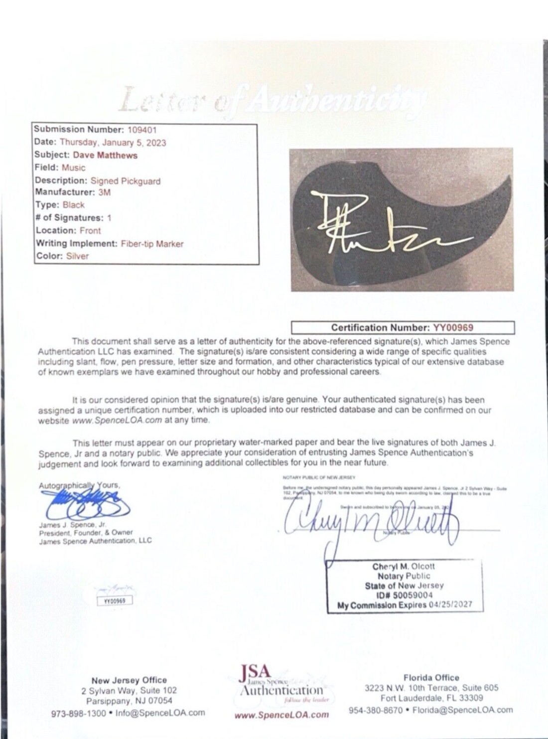 Dave Matthews Signed 39" Electric Guitar (JSA) at PristineAuction.com Dave Matthews Signed 39" Electric Guitar (JSA) at PristineAuction.com