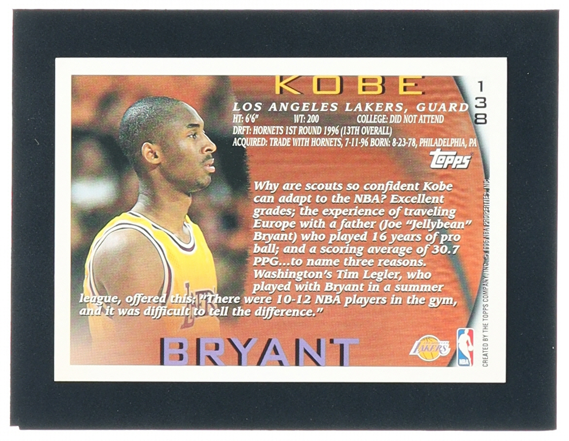 Kobe Bryant 1996-97 Topps #138 RC at PristineAuction.com Kobe Bryant 1996-97 Topps #138 RC at PristineAuction.com
