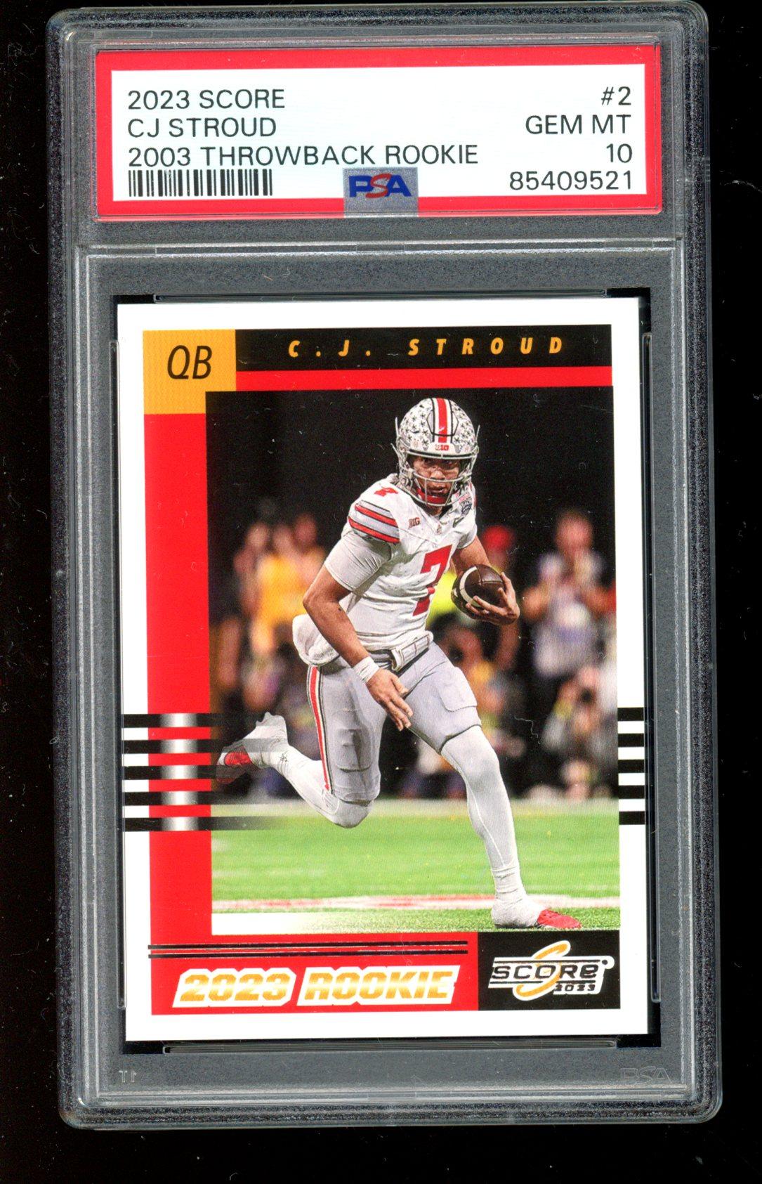 CJ Stroud 2023 Score '03 Throwback Rookies #2 (PSA 10) at PristineAuction.com CJ Stroud 2023 Score '03 Throwback Rookies #2 (PSA 10) at PristineAuction.com