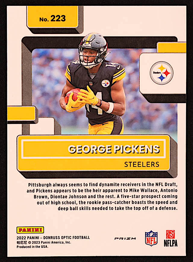 George Pickens 2022 Donruss Optic Holo #223 RR RC at PristineAuction.com George Pickens 2022 Donruss Optic Holo #223 RR RC at PristineAuction.com