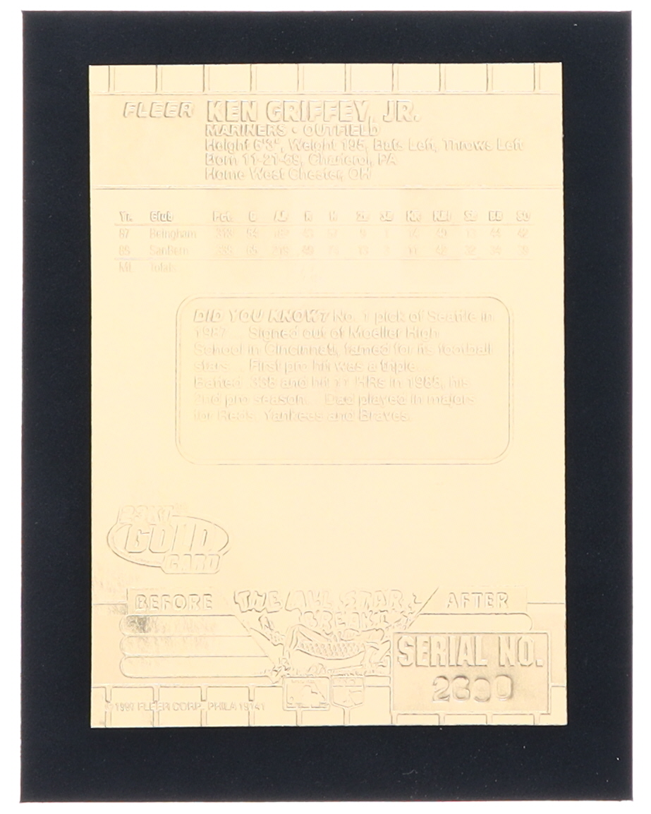 Ken Griffey Jr. 1997 Fleer Signature Series 23Kt Gold Card at PristineAuction.com Ken Griffey Jr. 1997 Fleer Signature Series 23Kt Gold Card at PristineAuction.com