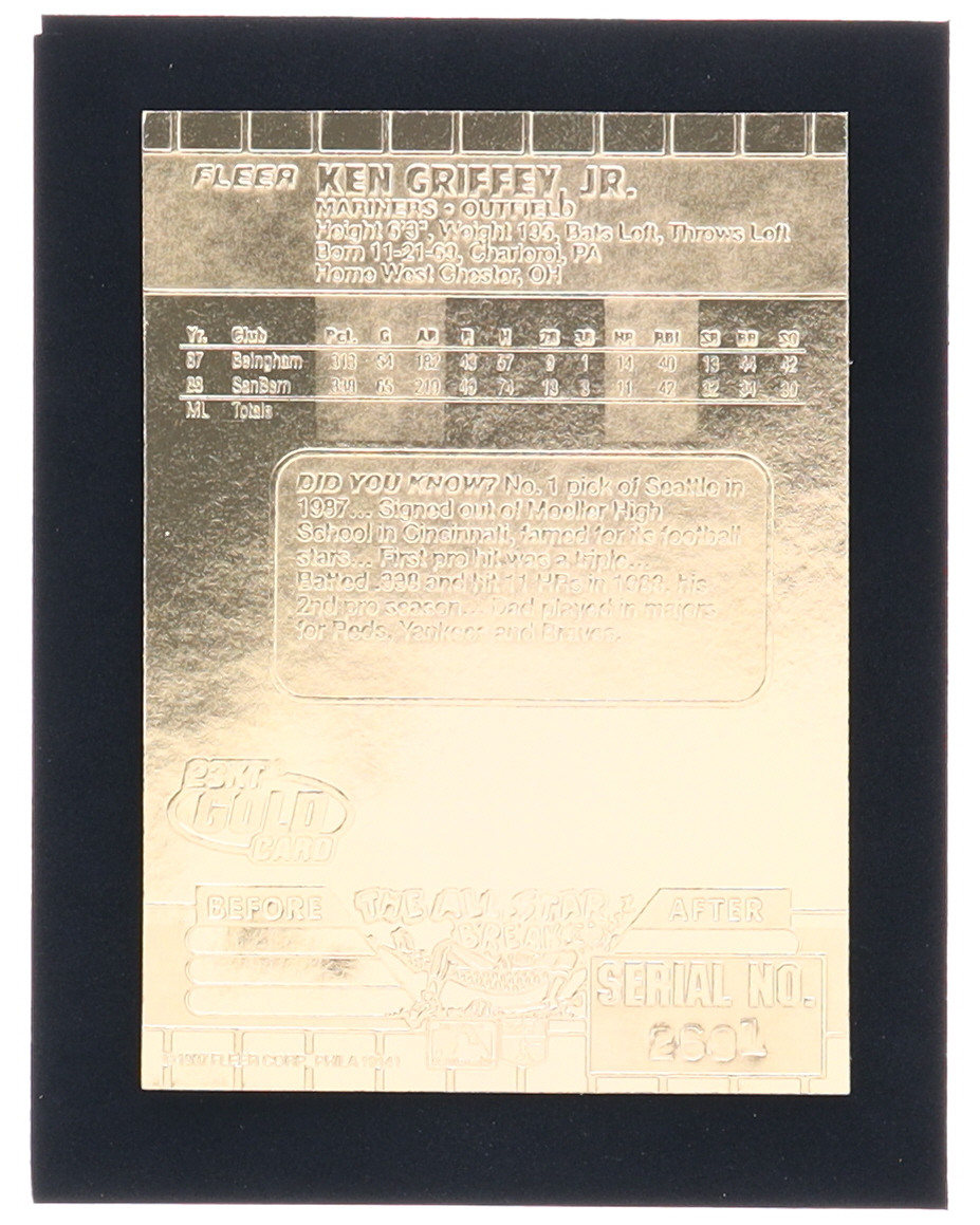 Ken Griffey Jr. 1997 Fleer Signature Series 23Kt Gold Card at PristineAuction.com Ken Griffey Jr. 1997 Fleer Signature Series 23Kt Gold Card at PristineAuction.com