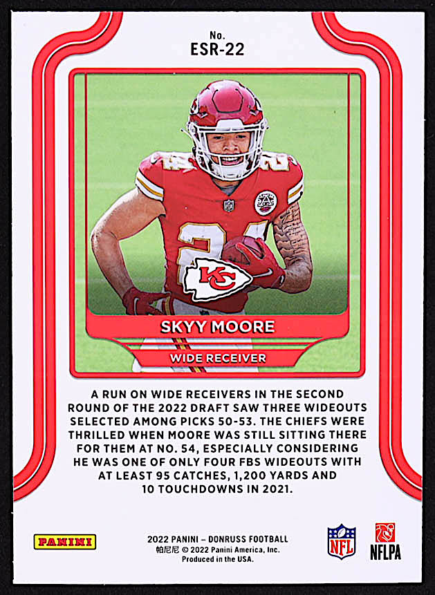 Skyy Moore 2022 Donruss The Elite Series Rookies #22 RC at PristineAuction.com Skyy Moore 2022 Donruss The Elite Series Rookies #22 RC at PristineAuction.com