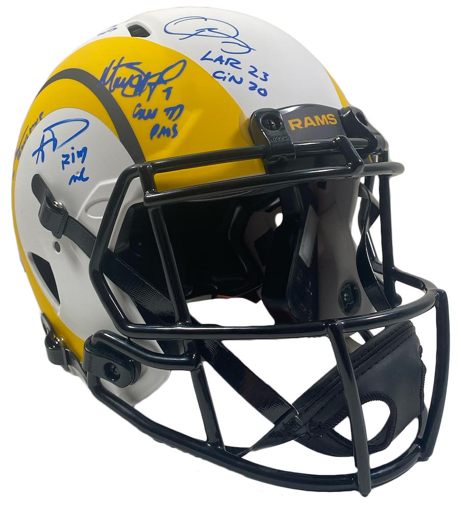 Rams LE Full-Size Authentic On-Field Lunar Eclipse Alternate Speed Helmet Signed by (6) with Matthew Stafford, Cooper Kupp, Aaron Donald with Multiple Inscriptions (Fanatics) at PristineAuction.com Rams LE Full-Size Authentic On-Field Lunar Eclipse Alternate Speed Helmet Signed by (6) with Matthew Stafford, Cooper Kupp, Aaron Donald with Multiple Inscriptions (Fanatics) at PristineAuction.com