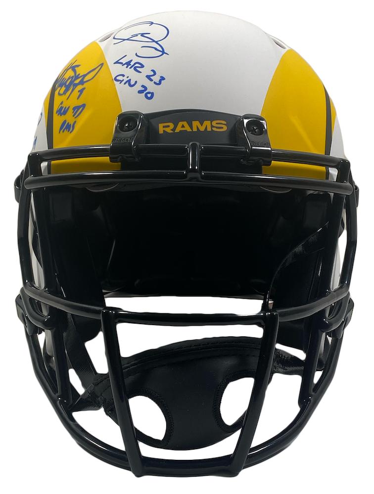 Rams LE Full-Size Authentic On-Field Lunar Eclipse Alternate Speed Helmet Signed by (6) with Matthew Stafford, Cooper Kupp, Aaron Donald with Multiple Inscriptions (Fanatics) at PristineAuction.com Rams LE Full-Size Authentic On-Field Lunar Eclipse Alternate Speed Helmet Signed by (6) with Matthew Stafford, Cooper Kupp, Aaron Donald with Multiple Inscriptions (Fanatics) at PristineAuction.com