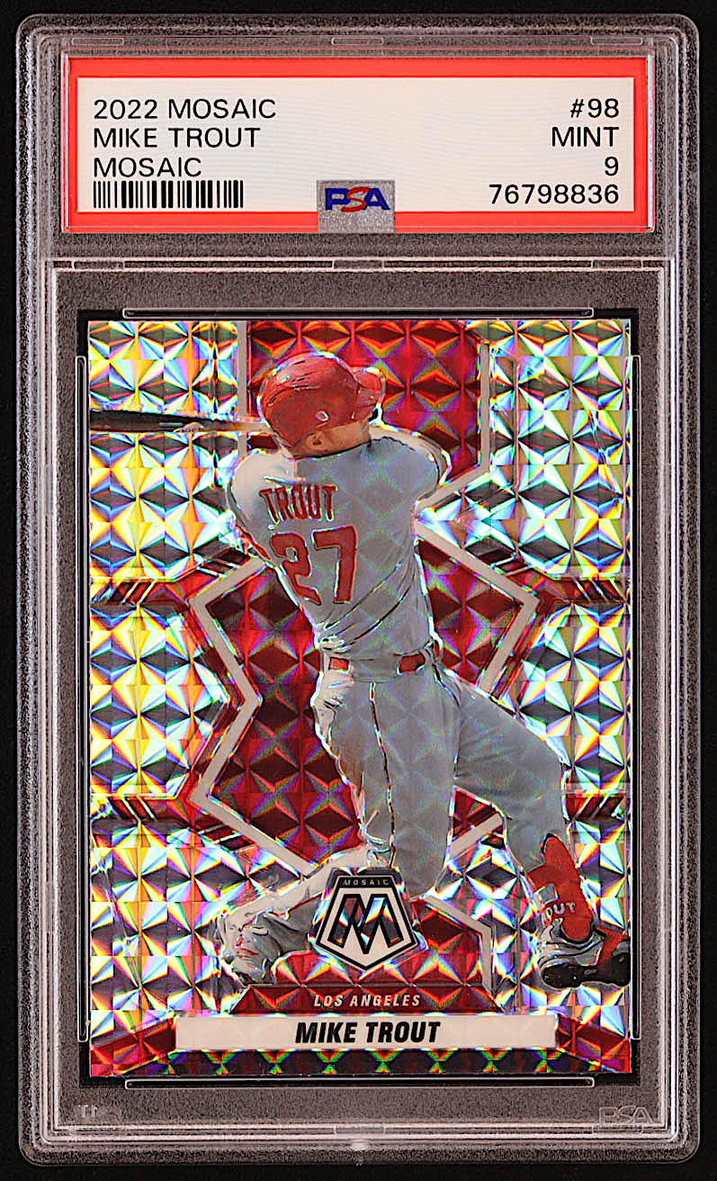 Mike Trout 2022 Panini Mosaic Mosaic #98 (PSA 9) at PristineAuction.com Mike Trout 2022 Panini Mosaic Mosaic #98 (PSA 9) at PristineAuction.com