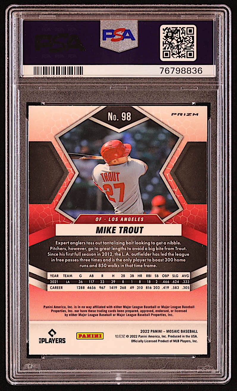 Mike Trout 2022 Panini Mosaic Mosaic #98 (PSA 9) at PristineAuction.com Mike Trout 2022 Panini Mosaic Mosaic #98 (PSA 9) at PristineAuction.com