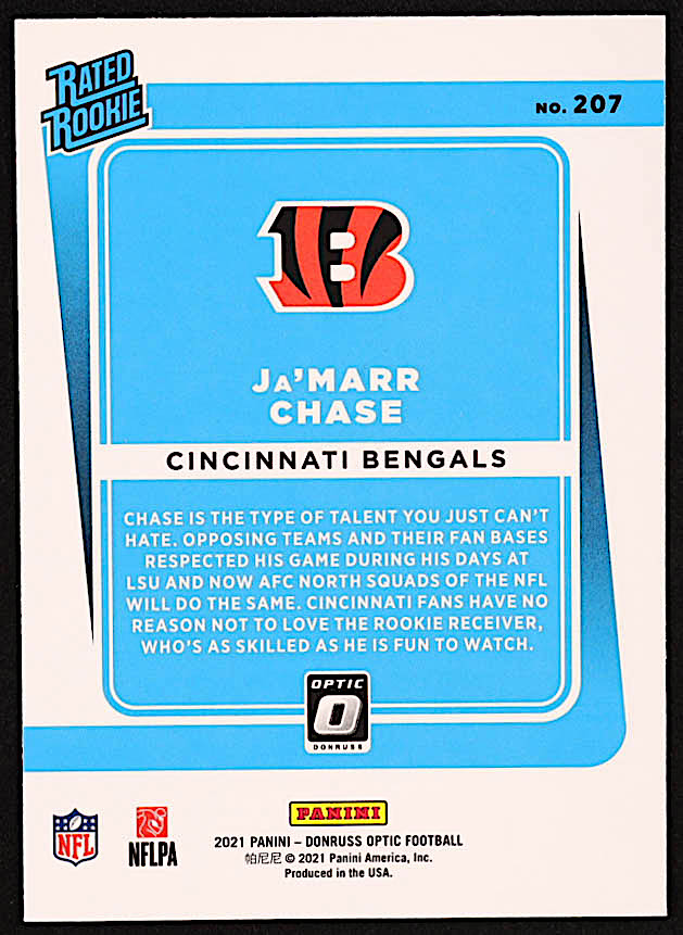 Ja'Marr Chase 2021 Donruss Optic #207 RR RC at PristineAuction.com Ja'Marr Chase 2021 Donruss Optic #207 RR RC at PristineAuction.com