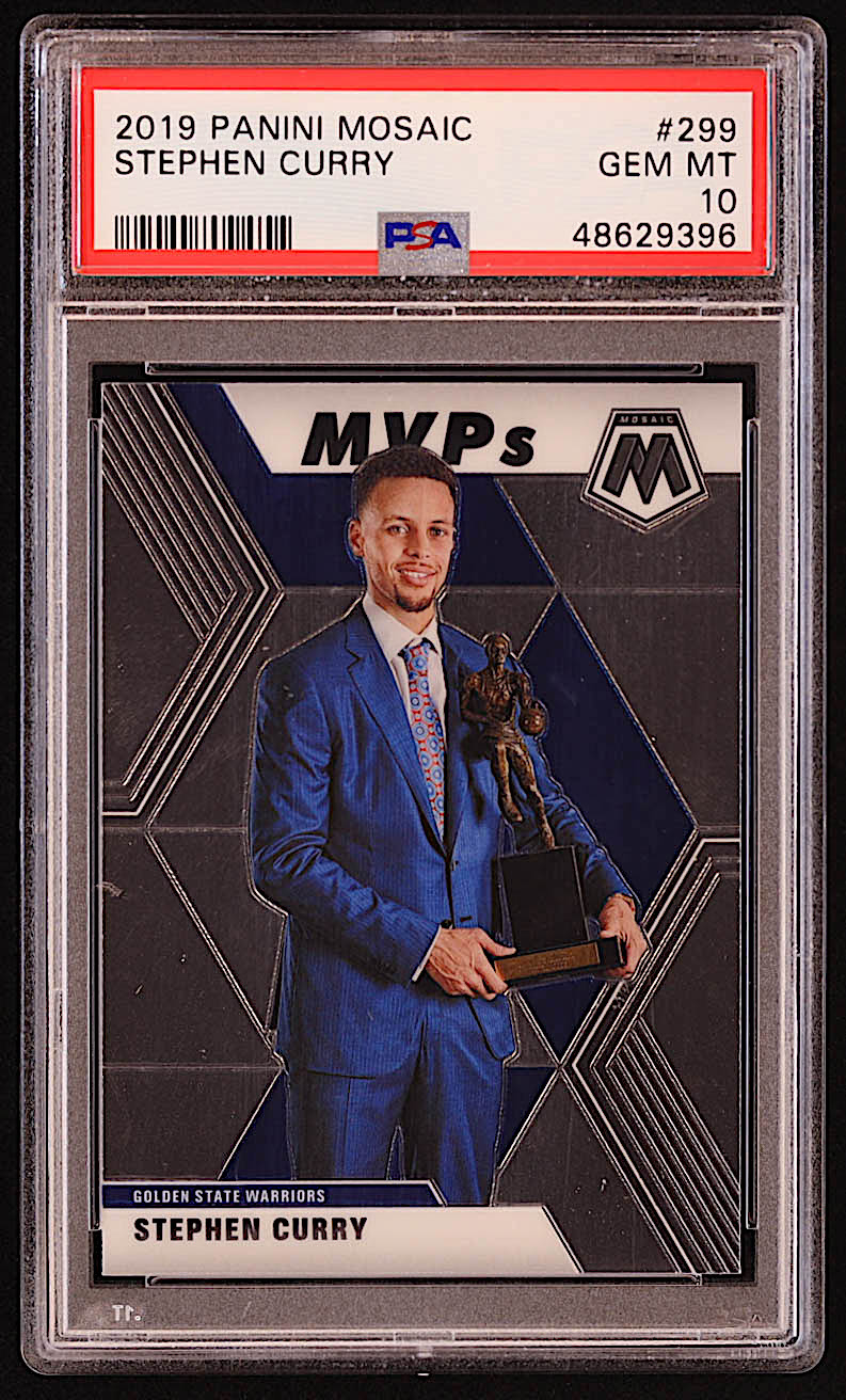 Stephen Curry 2019-20 Panini Mosaic #299 MVP (PSA 10) at PristineAuction.com Stephen Curry 2019-20 Panini Mosaic #299 MVP (PSA 10) at PristineAuction.com
