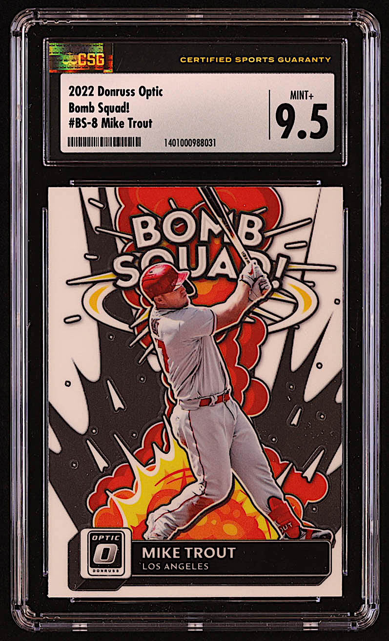 Mike Trout 2022 Donruss Optic Bomb Squad #8 (CSG 9.5) at PristineAuction.com Mike Trout 2022 Donruss Optic Bomb Squad #8 (CSG 9.5) at PristineAuction.com
