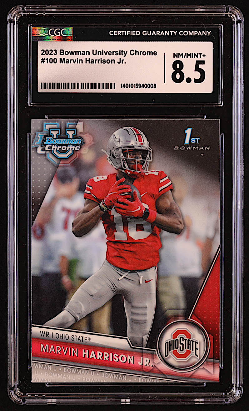 Marvin Harrison Jr. 2023 Bowman Chrome University #100 RC (CGC 8.5) at PristineAuction.com Marvin Harrison Jr. 2023 Bowman Chrome University #100 RC (CGC 8.5) at PristineAuction.com