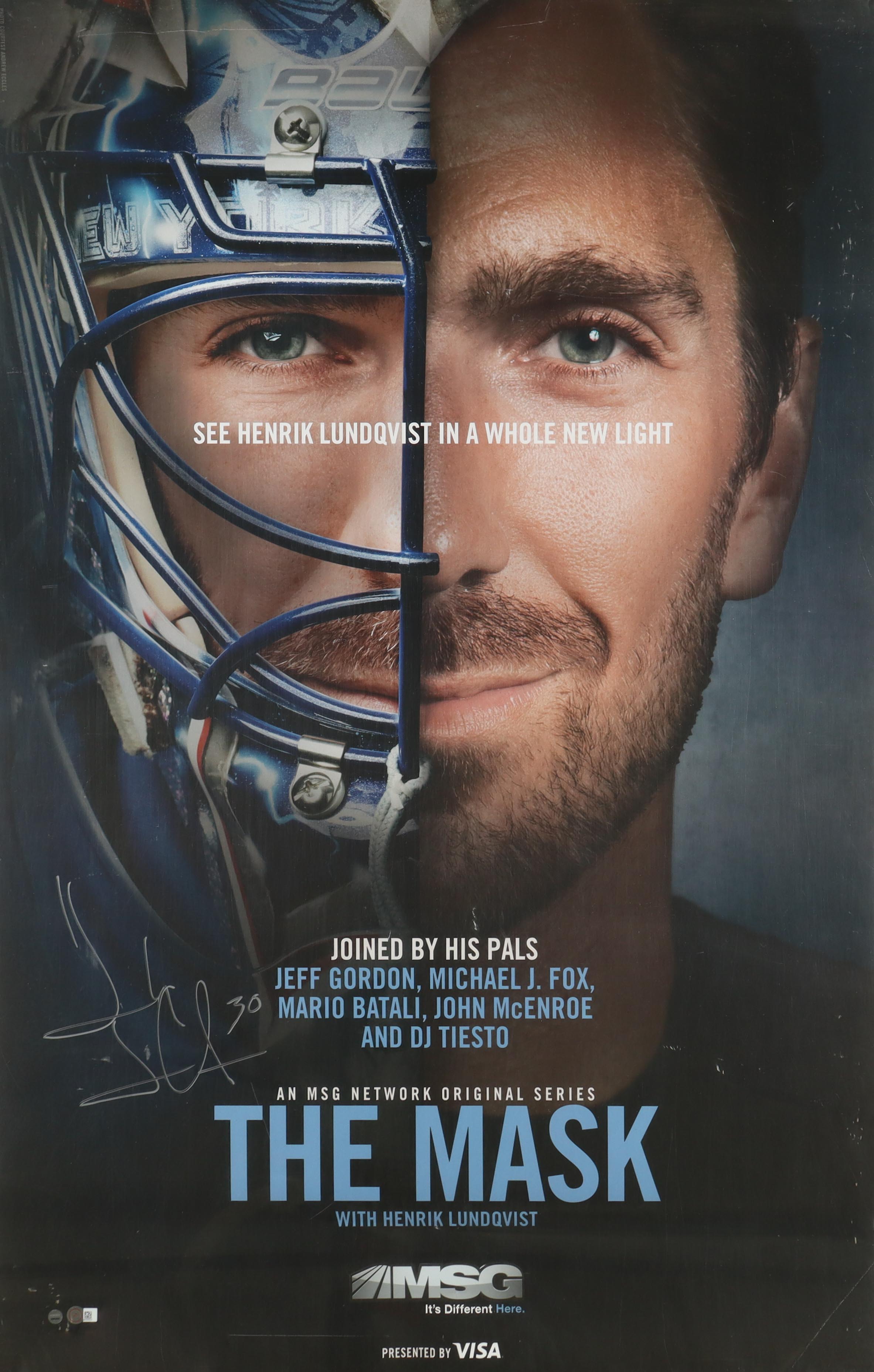 Henrik Lundqvist Signed "The Mask" 25x38 Poster (Steiner) at PristineAuction.com Henrik Lundqvist Signed "The Mask" 25x38 Poster (Steiner) at PristineAuction.com