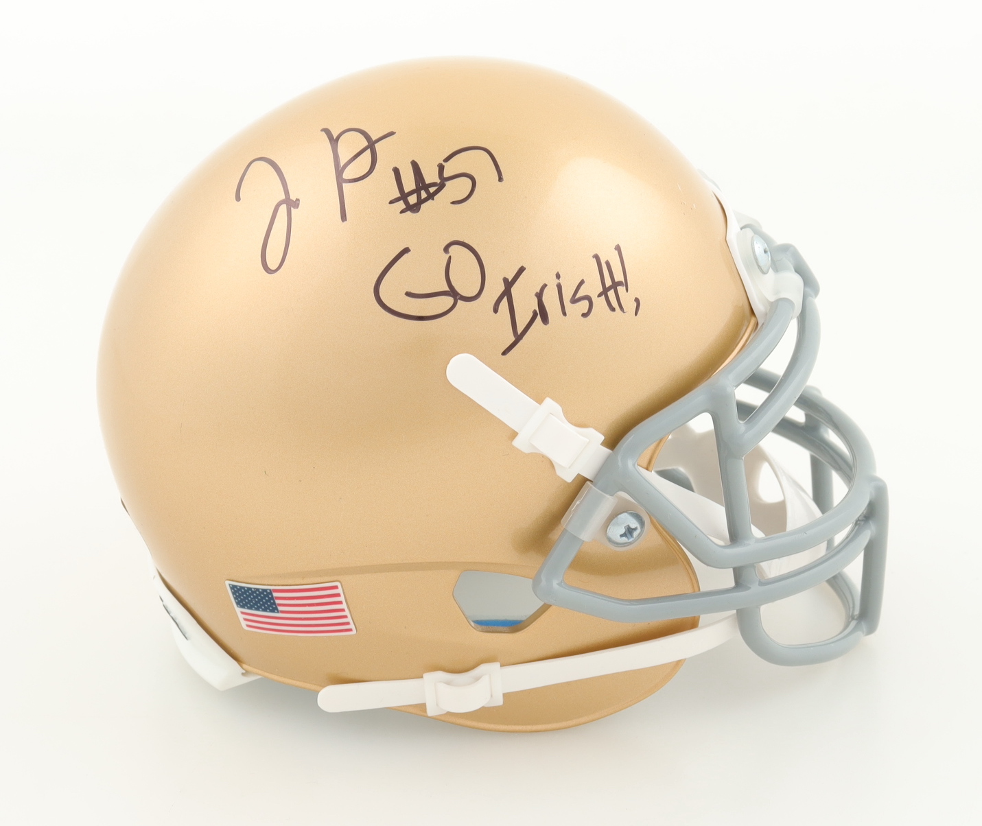 Jayson Ademilola Signed Notre Dame Fighting Irish Mini Helmet Inscribed "Go Irish!" (JSA) at PristineAuction.com Jayson Ademilola Signed Notre Dame Fighting Irish Mini Helmet Inscribed "Go Irish!" (JSA) at PristineAuction.com