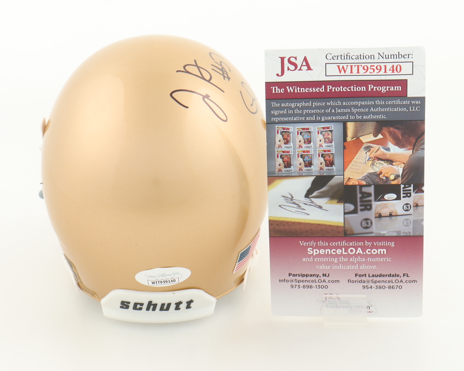 Jayson Ademilola Signed Notre Dame Fighting Irish Mini Helmet Inscribed "Go Irish!" (JSA) at PristineAuction.com Jayson Ademilola Signed Notre Dame Fighting Irish Mini Helmet Inscribed "Go Irish!" (JSA) at PristineAuction.com