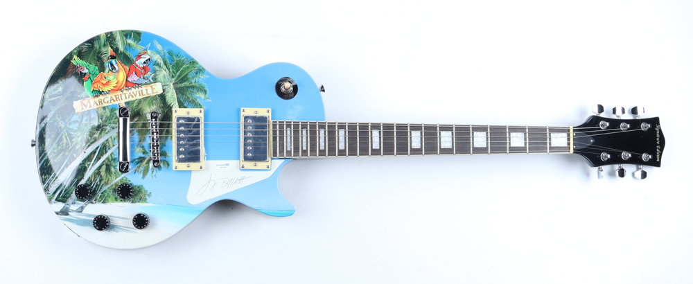 Jimmy Buffett Signed "Margaritvaville" Electric Guitar (AutographCOA) at PristineAuction.com Jimmy Buffett Signed "Margaritvaville" Electric Guitar (AutographCOA) at PristineAuction.com