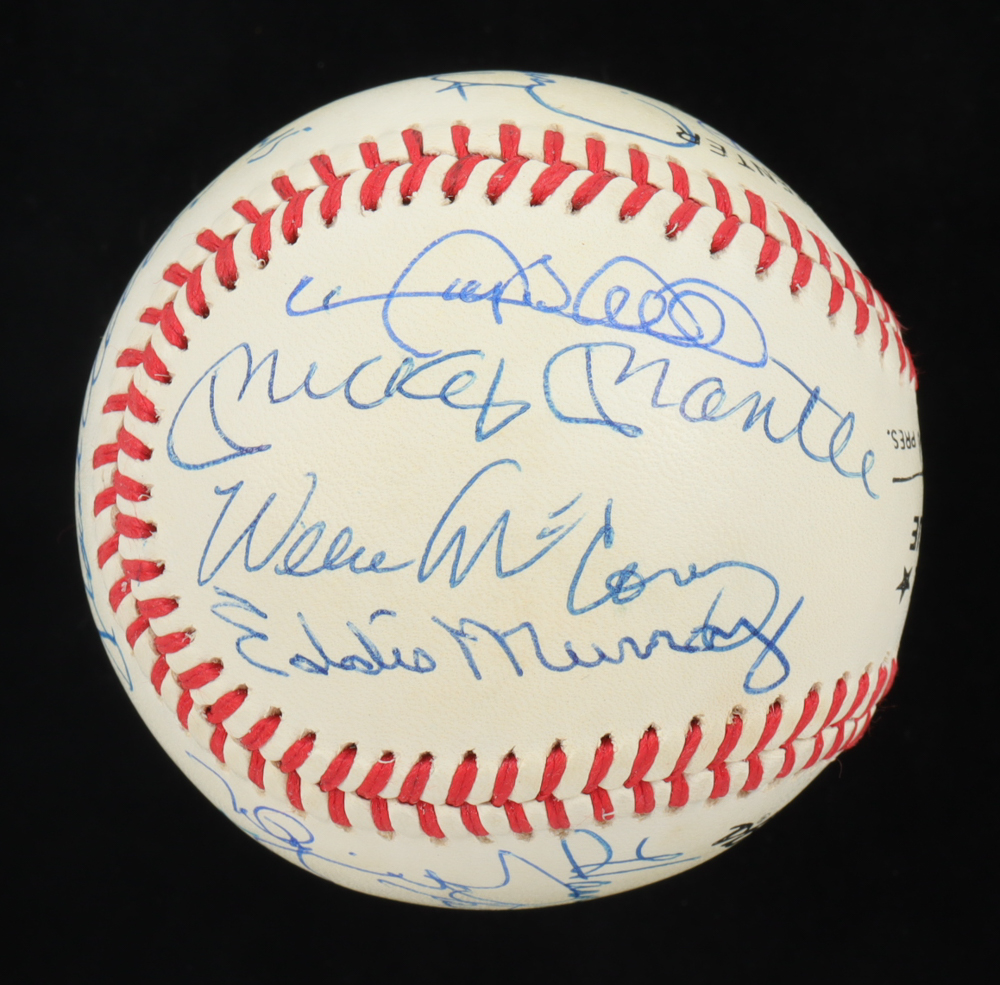 500 Home Run Club ONL Baseball Signed By (18) with Mickey Mantle, Ted Williams, Hank Aaron, Willie Mays, Mark McGwire, Jim Thome (Beckett & PSA) at PristineAuction.com 500 Home Run Club ONL Baseball Signed By (18) with Mickey Mantle, Ted Williams, Hank Aaron, Willie Mays, Mark McGwire, Jim Thome (Beckett & PSA) at PristineAuction.com